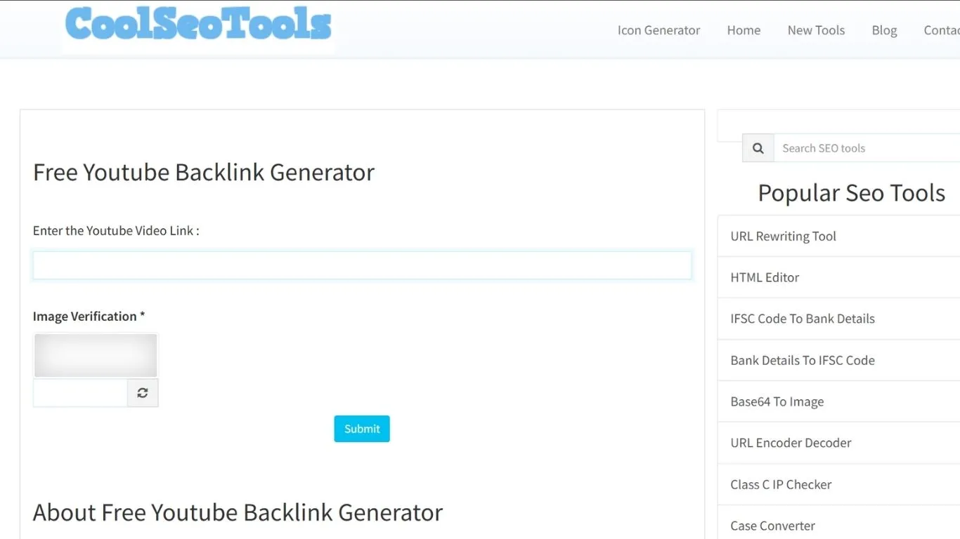 cool seo tools - youtube backlink generator