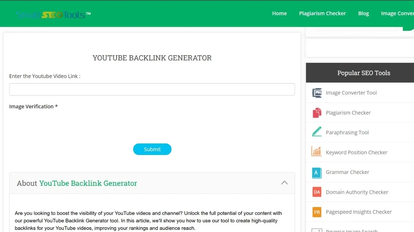 small seo tools - youtube backlink generator