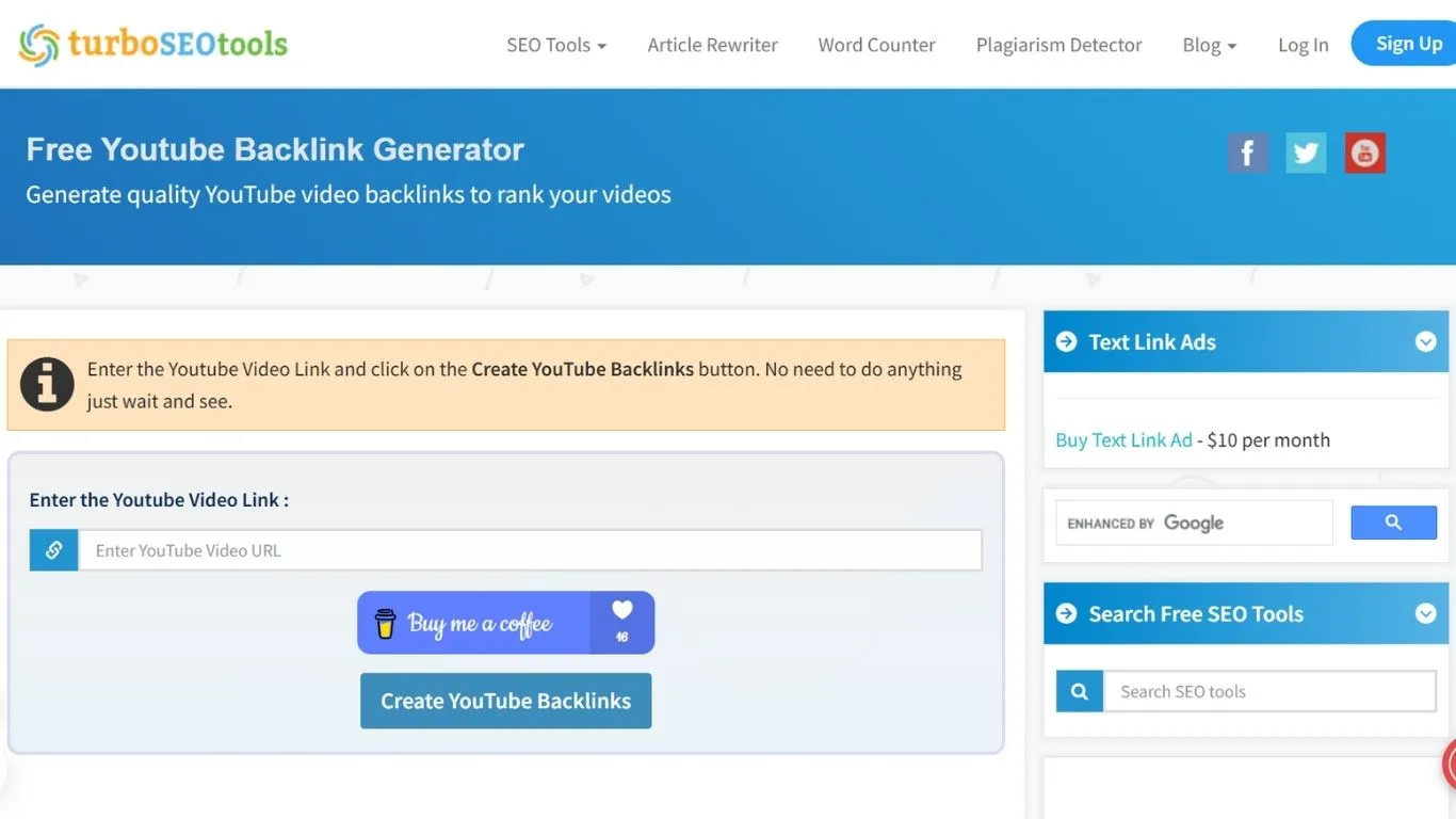 turbo seo - youtube backlink generator