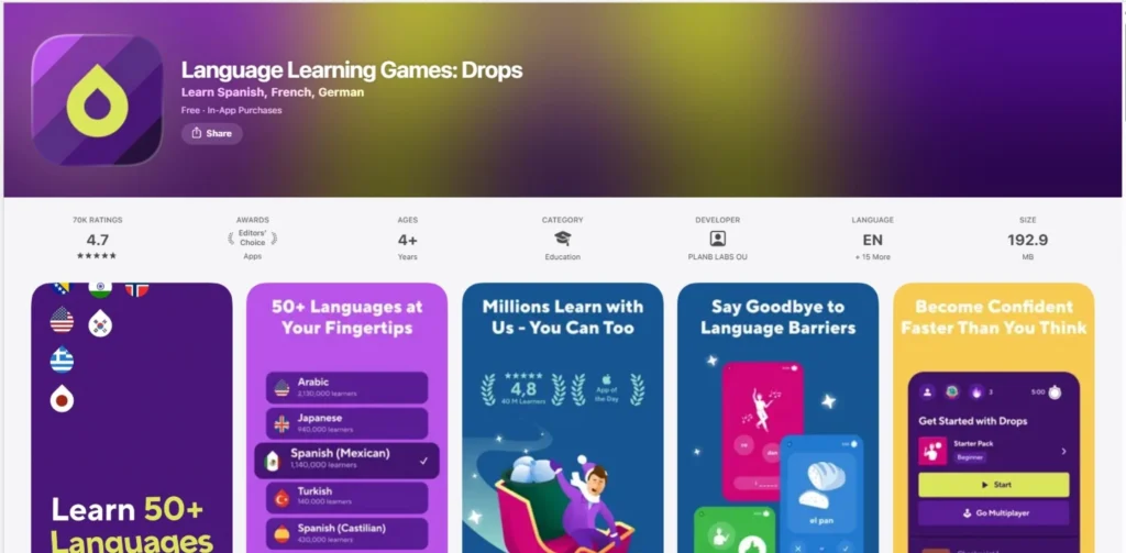 Apps to Learn Spanish - Drops