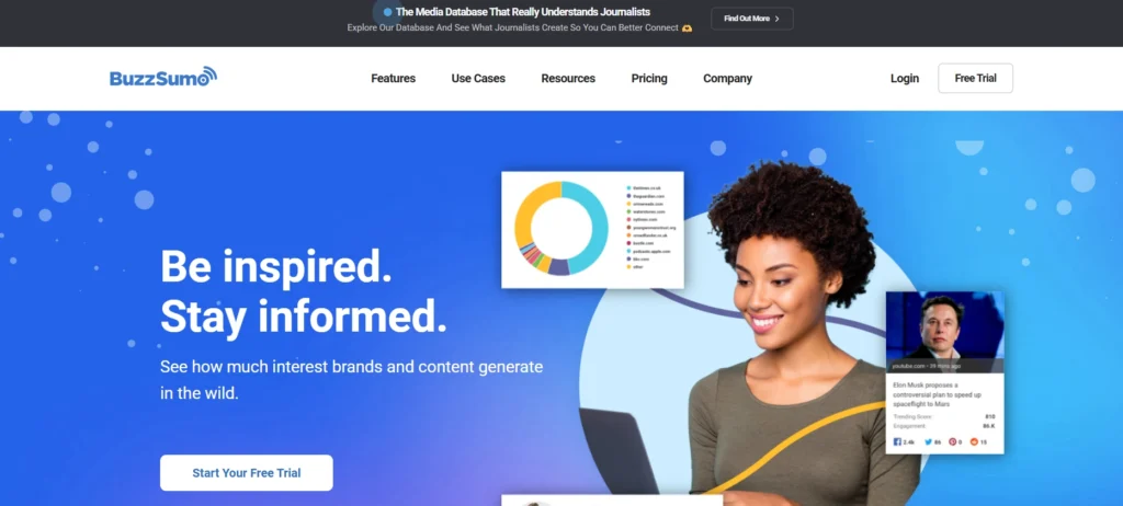 Social Media Monitoring Tool
- BuzzSumo