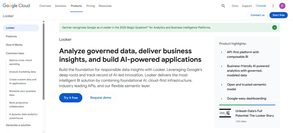 data asset management tool - Looker BI
