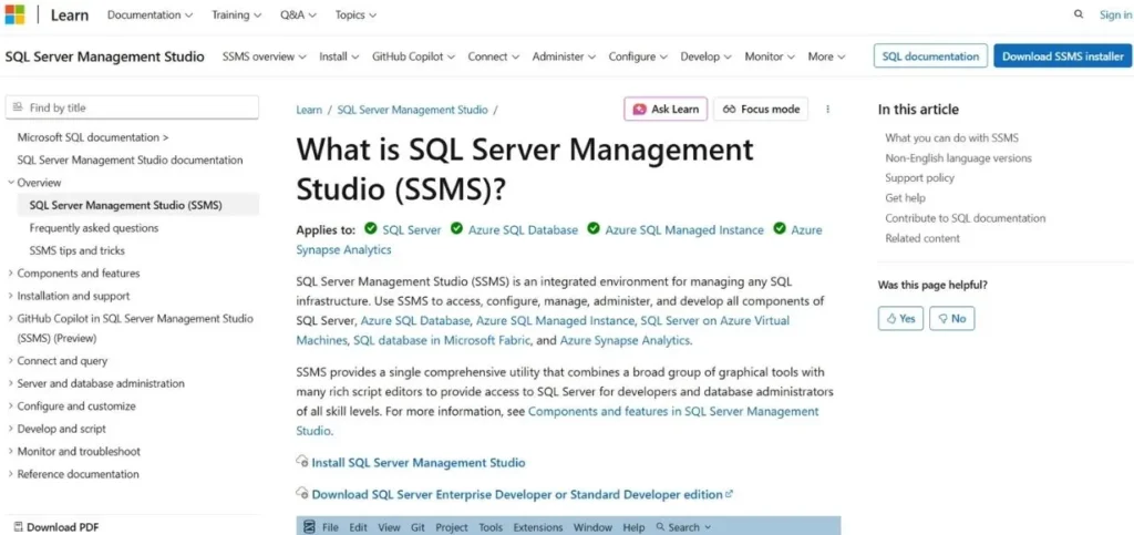 SQL Server Management Studio - SQL Server Data Tools