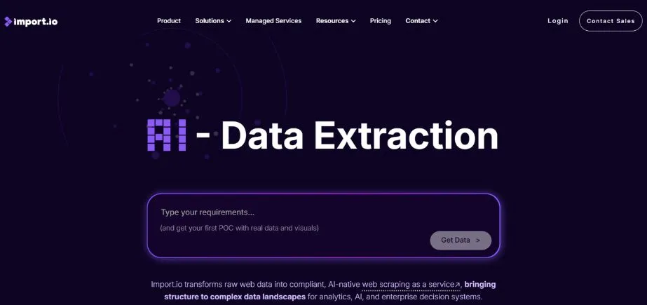 Import.io - AI Web Scraping Tools