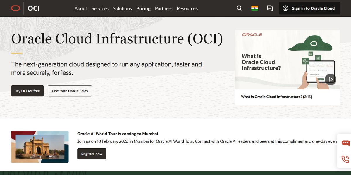 Oracle Cloud - Cloud Companies in India