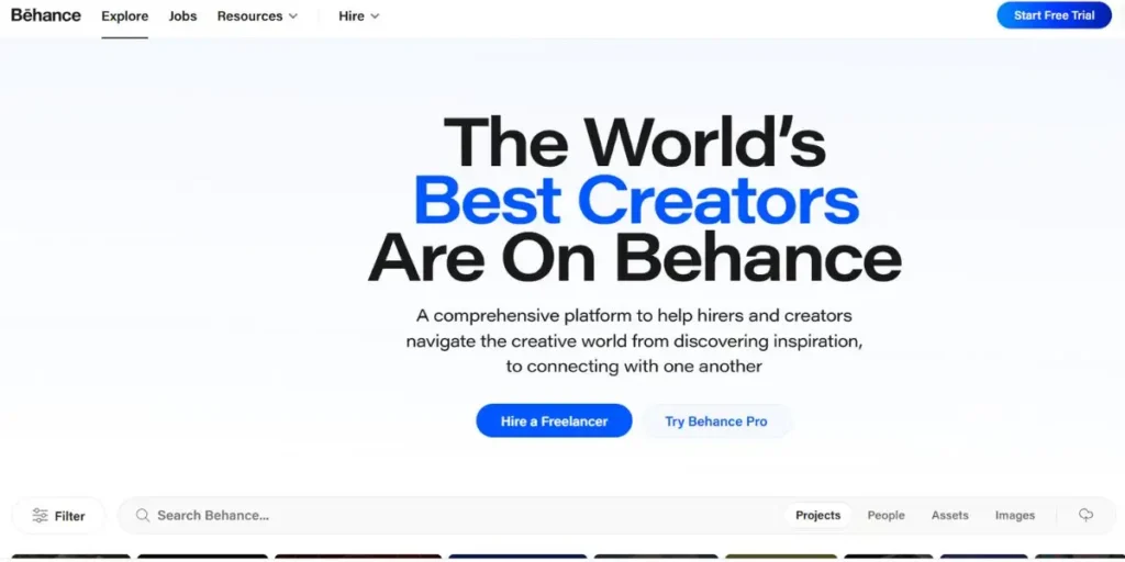 Behance - Best Profile Creation Sites for Freelancers