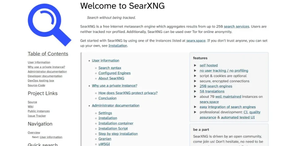 SearXNG - Conservative Search Engine